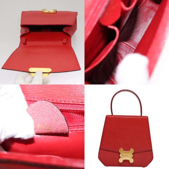 CELINE Hand Bag Leather Red Gold - Picture 10 of 13